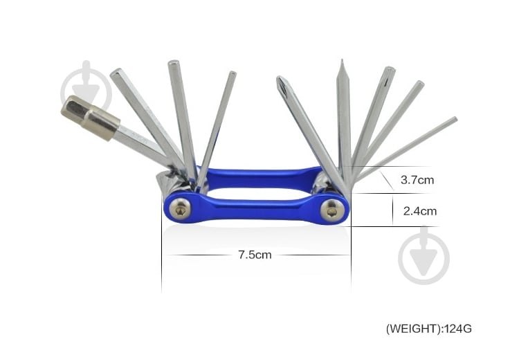 Мультитул 10 функцій: шестигранний. 2-2.5-3-4-5-6-8, торкс, викрутки +- silver BC-BT833D INS-663 синій - фото 2