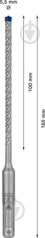 Бур Bosch SDS-plus 5,5x165 мм 1 шт. 2608900066 - фото 2 Бур Bosch SDS-plus 5,5x165 мм 1 шт. 2608900066 - фото 2