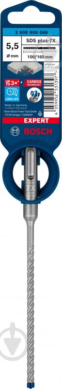 Бур Bosch SDS-plus 5,5x165 мм 1 шт. 2608900066 - фото 3 Бур Bosch SDS-plus 5,5x165 мм 1 шт. 2608900066 - фото 3