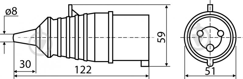 Вилка переносна Аско-Укрем ВП 16А/3 2Р+РЕ (013) синій A0080010001 - фото 4