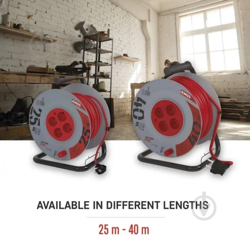Подовжувач на котушці Emos із заземленням 4 гн. синій 25 м P09225M - фото 7 Подовжувач на котушці Emos із заземленням 4 гн. синій 25 м P09225M - фото 7