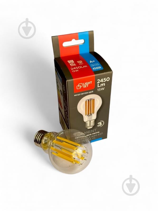 Лампа світлодіодна LIGHT SET LS A60 15 Вт E27 4500 К 220 В прозора - фото 4