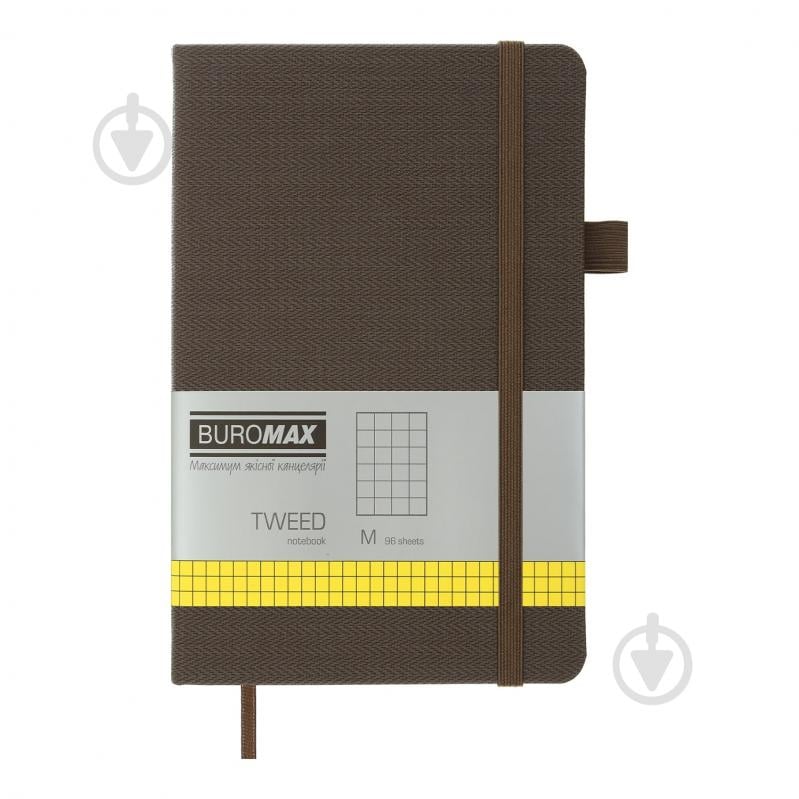 Книга для нотаток Tweed 125x195 мм 96 арк. клітинка сірий Buromax - фото 1