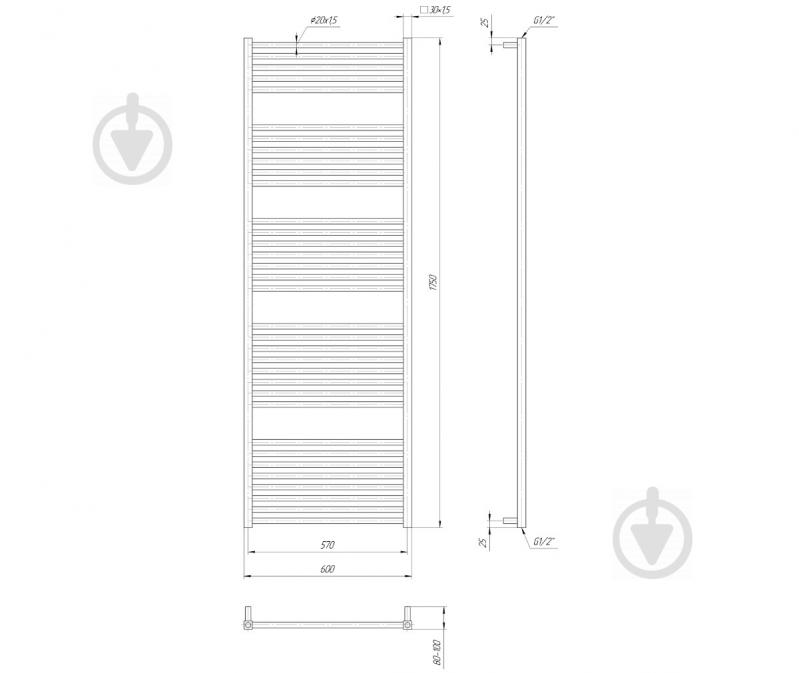 Полотенцесушитель Mario Гера 1750х600/570 - фото 2
