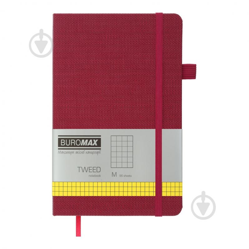 Книга для нотаток Tweed 125x195 мм 96 арк. клітинка бордовий Buromax - фото 1