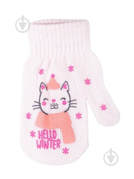 Рукавицы YO! Кот р.10 белый - фото 1 Рукавицы YO! Кот р.10 белый - фото 1