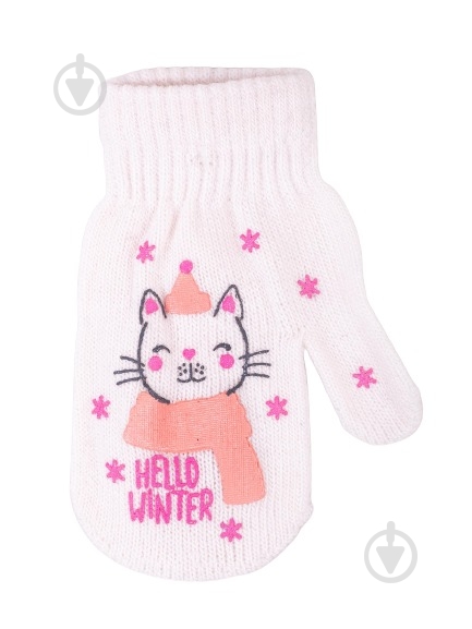 Варежки YO! Кот р.12 белый - фото 1