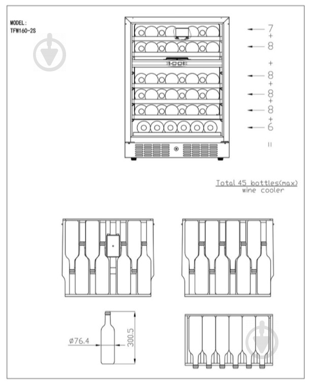 Винна шафа TEFCOLD TFW160-2S 160 Вт - фото 4