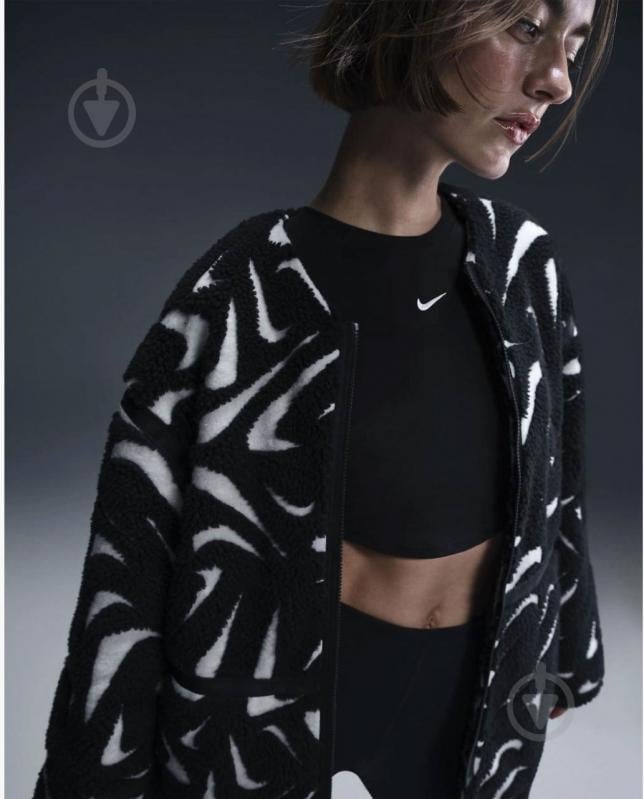 Куртка женская демисезонная Nike W NSW COZY HBR JKT FV8025-010 р.XS черно-белая - фото 5 Куртка женская демисезонная Nike W NSW COZY HBR JKT FV8025-010 р.XS черно-белая - фото 5