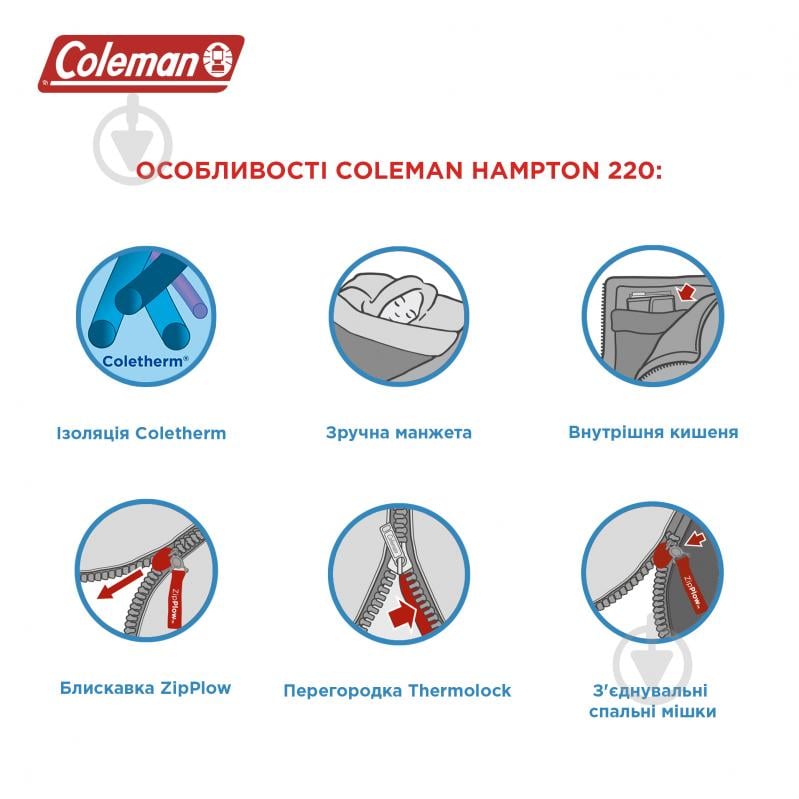 Спальный мешок 205138 Coleman Hampton 220 Sleeping Bag - фото 4