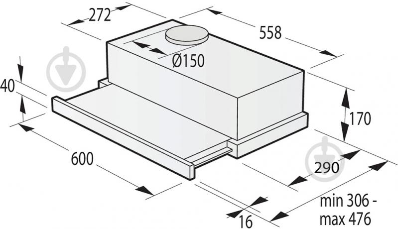 Вытяжка Hisense телескопическая MH 6TL2 MB - фото 8
