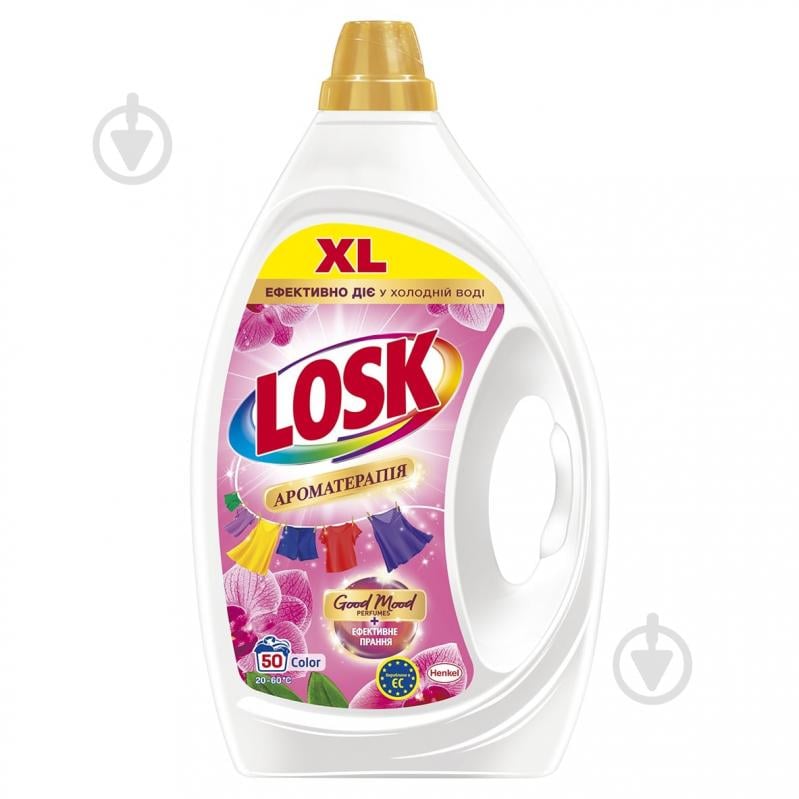 Гель для машинного та ручного прання Losk Колір АТ Ефірні масла та аромат Малазійської квітки 2,25 л - фото 1