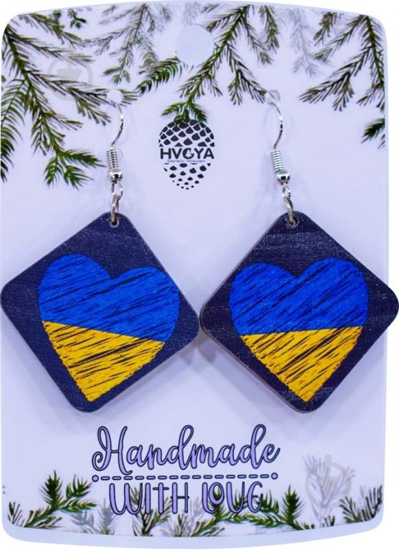 Сережки Серце України 3,9x3,9 см S-2222 - фото 1 Сережки Серце України 3,9x3,9 см S-2222 - фото 1