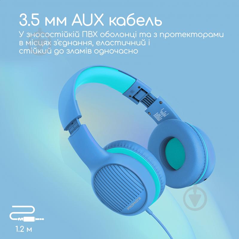Навушники Promate Simba blue (simba.aqua) - фото 6