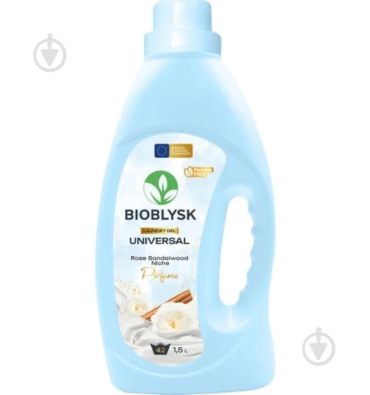 Гель для машинного та ручного прання BioBlysk Universal & Rose Sandalwood Niche Perfume 1,5 л - фото 1 Гель для машинного та ручного прання BioBlysk Universal & Rose Sandalwood Niche Perfume 1,5 л - фото 1