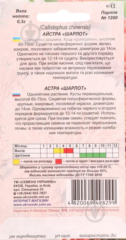 Насіння Насіння України айстра Шарлот 0,3 г - фото 2