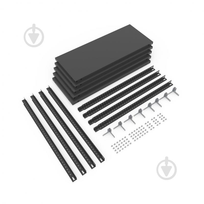 Стеллаж металлический Меткас Кронос антрацит 1800x1200x500 мм металл полка 5 шт. краска - фото 6