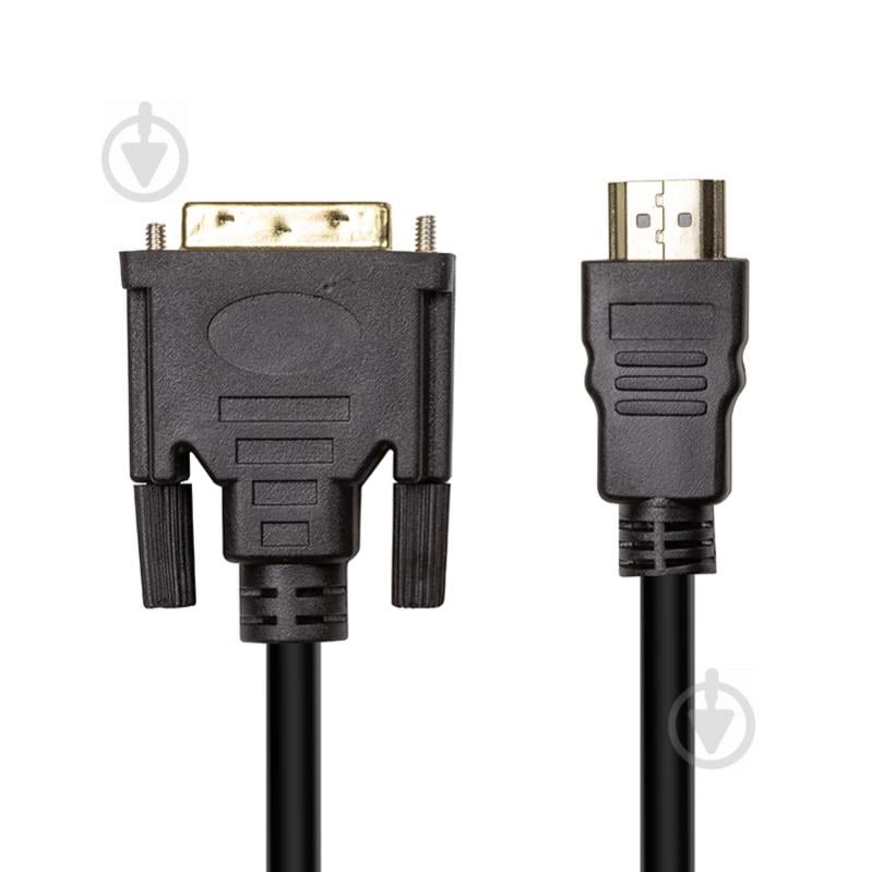 Кабель відео та живлення PowerPlant HDMI (M) – DVI (M) 1 м чорний (CA912568) - фото 1