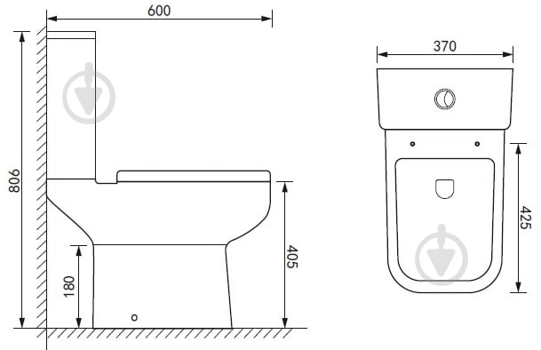 ᐉ Унітаз-компакт Water House Balance Cube rimless сид. дюропласт