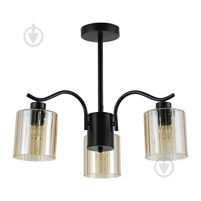 Люстра Miorro Glamour 3x40 Вт E27 матовый черный/янтарный 51-311-187 - фото 1