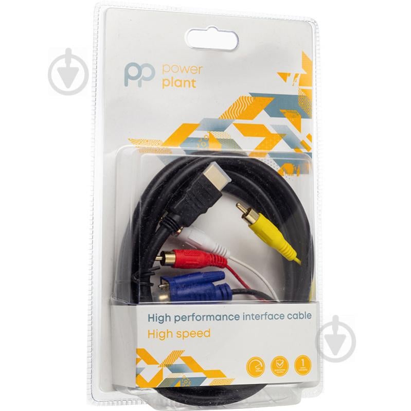 Кабель відео та живлення PowerPlant HDMI (M) – VGA (M)/3хRCA (M) 1080p 1 м чорний (CA912018) - фото 3