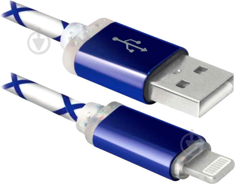 Кабель Defender Lightning – USB 1 м синій ACH03-03LT (87551) - фото 2 Кабель Defender Lightning – USB 1 м синій ACH03-03LT (87551) - фото 2