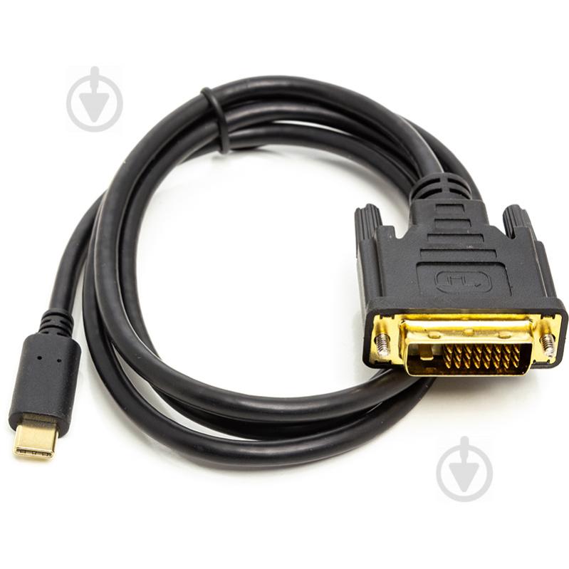 Кабель відео та живлення PowerPlant USB Type-C 3.1 – DVI (24+1) (M) 1 м чорний (CA912124) - фото 1