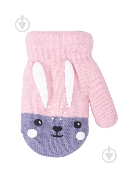 Варежки YO! р.12 серо-розовый - фото 1