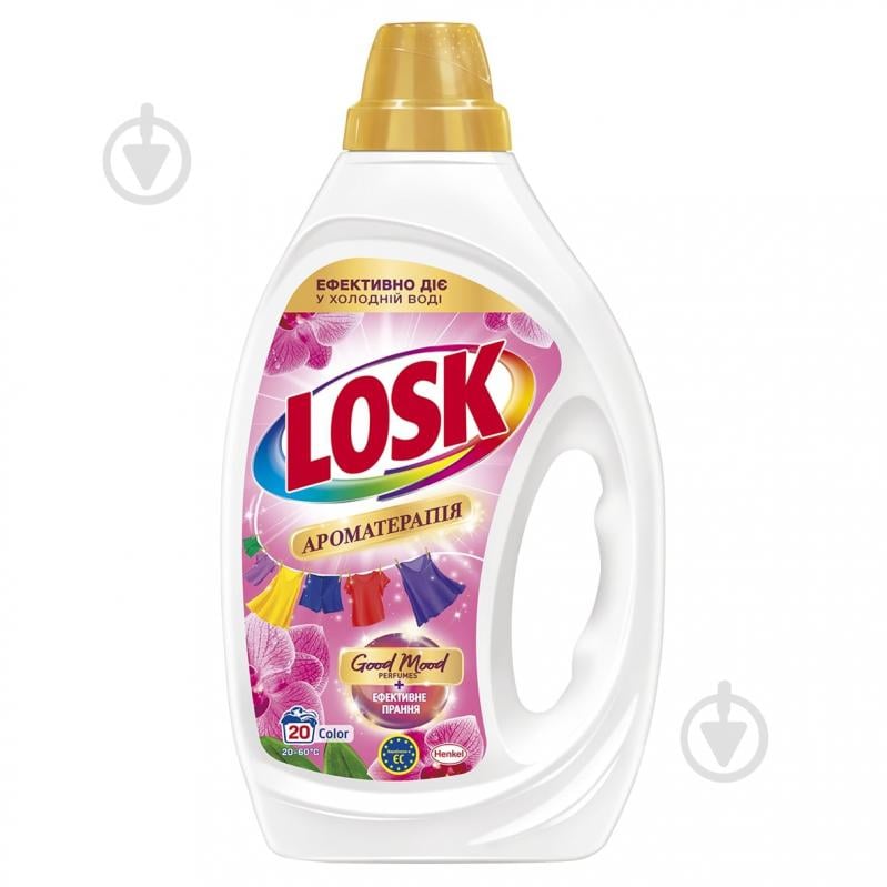 Гель для машинного та ручного прання Losk Колір АТ Ефірні масла та аромат Малазійської квітки 0,9 л - фото 1