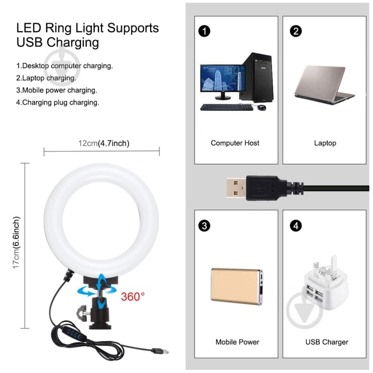 Комплект блогера Puluz PKT3025L 4 в 1 (кольцевой свет, крепления, держатель для телефона, микрофон) - фото 2