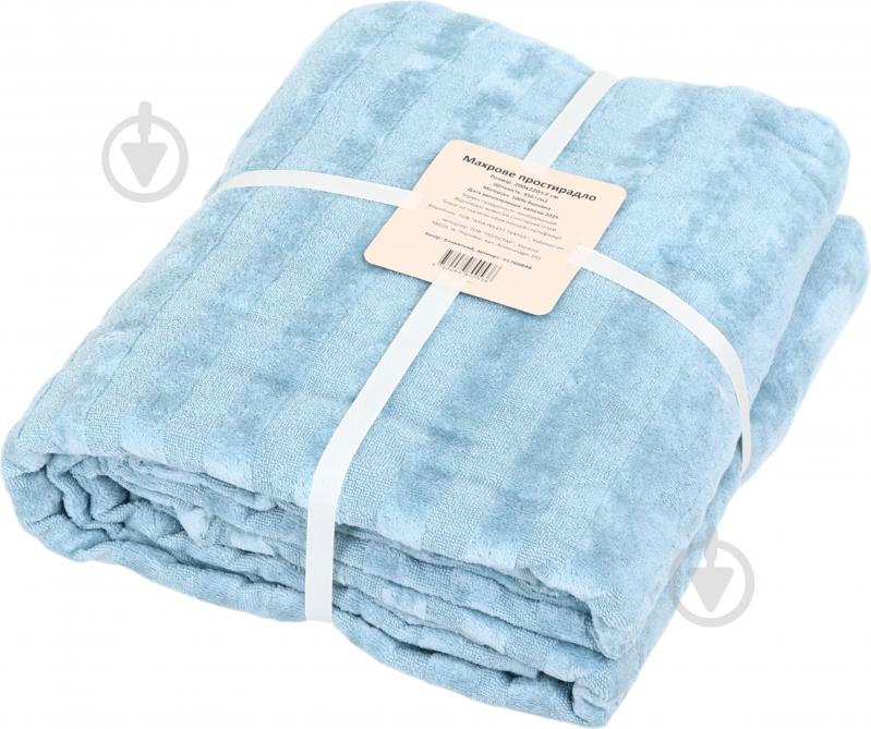 Простирадло махрове 200x220 см 371 блакитний - фото 1