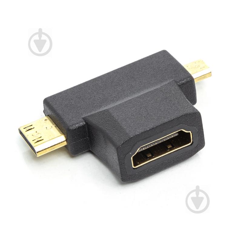 Перехідник PowerPlant HDMI (F) – mini HDMI (M)/micro HDMI (M) чорний (CA912056) - фото 2