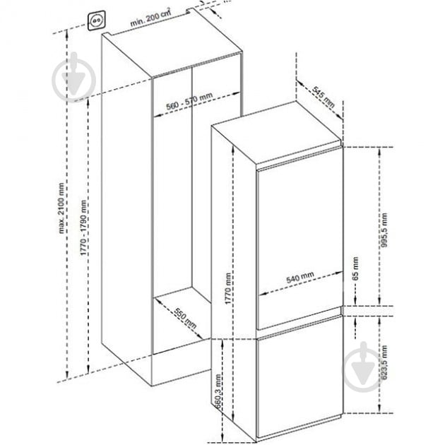 Встраиваемый холодильник Sharp SJ-B2237M01X-UA - фото 3