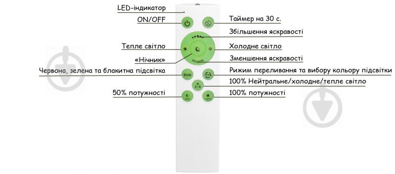 Світильник світлодіодний Hopfen Rainbow 60R RGB з пультом ДК 60 Вт білий/хром 3000-6500 К - фото 14