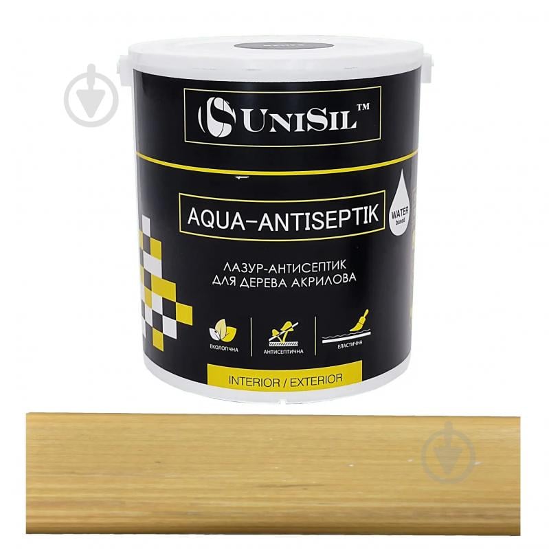 Лазурь-антисептик UniSil для дерева Aqua Antiseptik орегон шелковистый глянец 0,75 л - фото 1