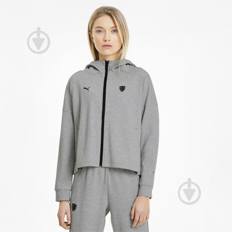 Джемпер Puma Ferrari Wmn Hooded Sweat Jkt 59613103 р. S сірий - фото 1