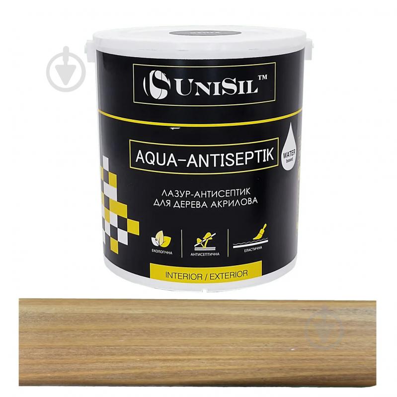 Лазурь-антисептик UniSil для дерева Aqua Antiseptik мореный дуб шелковистый глянец 0,75 л - фото 1