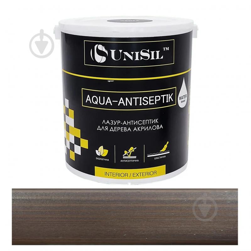 Лазурь-антисептик UniSil для дерева Aqua Antiseptik палисандр шелковистый глянец 0,75 л - фото 1