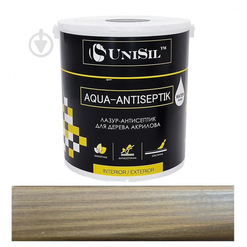 Лазур-антисептик UniSil для дерева Aqua Antiseptik горіх шовковистий глянець 2,5 л - фото 1