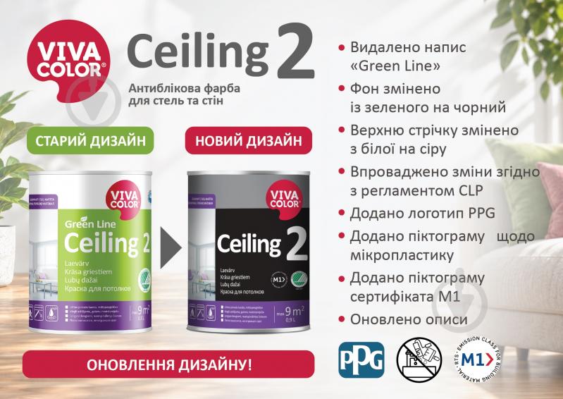 Краска интерьерная акрилатная Vivacolor Ceiling 2 A мат 2,7 л - фото 5