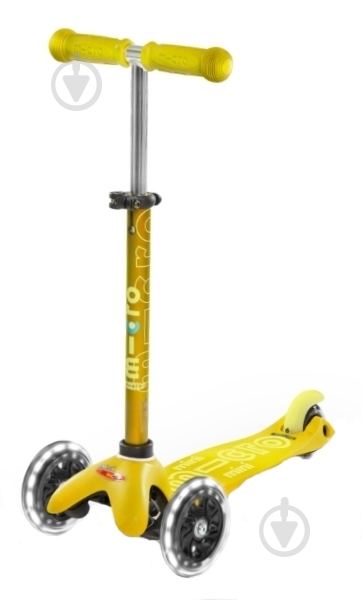 Самокат Micro Minideluxe yellow LED самокат 3-колісний жовтий MMD053 - фото 1