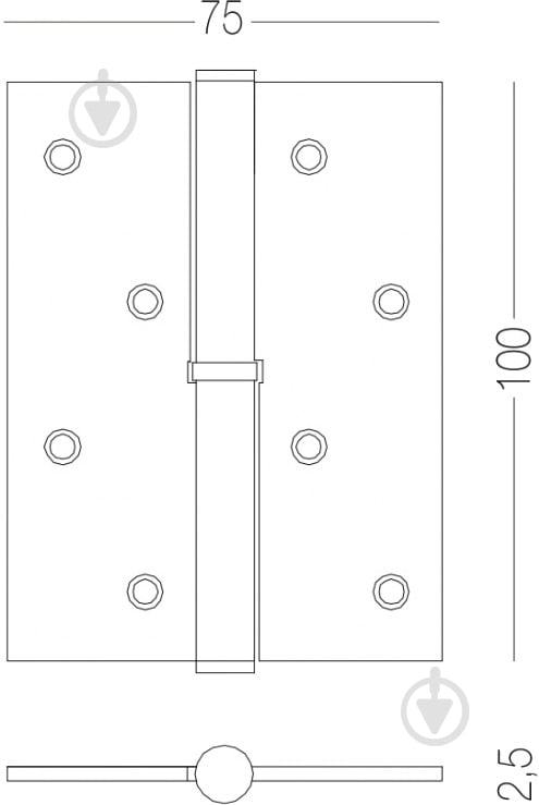 Петля Linde H-100R 100x75x2,5 мм матова бронза права - фото 2