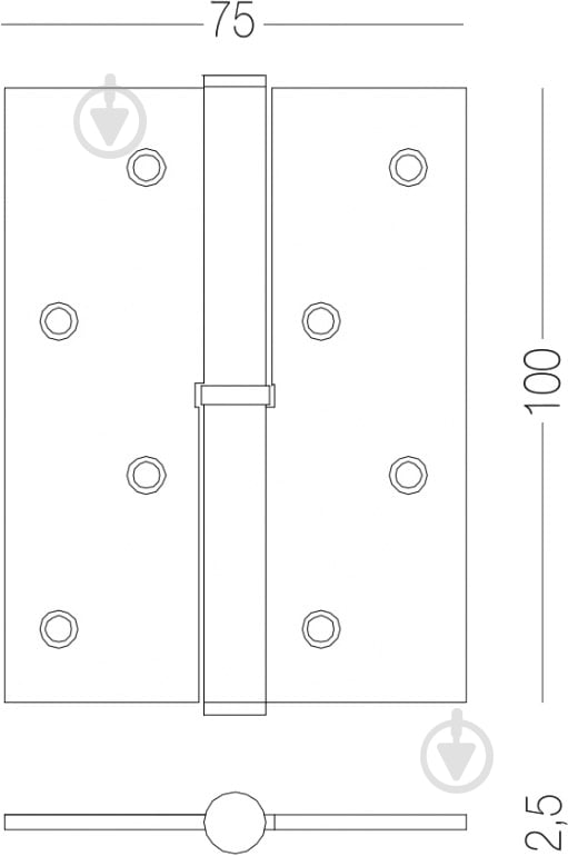 Петля Linde H-100L 100x75x2,5 мм матова бронза ліва - фото 2