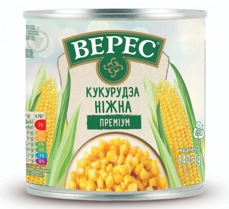 Кукурудза консервована Верес цукрова Ніжна Преміум з/б 340 г - фото 1