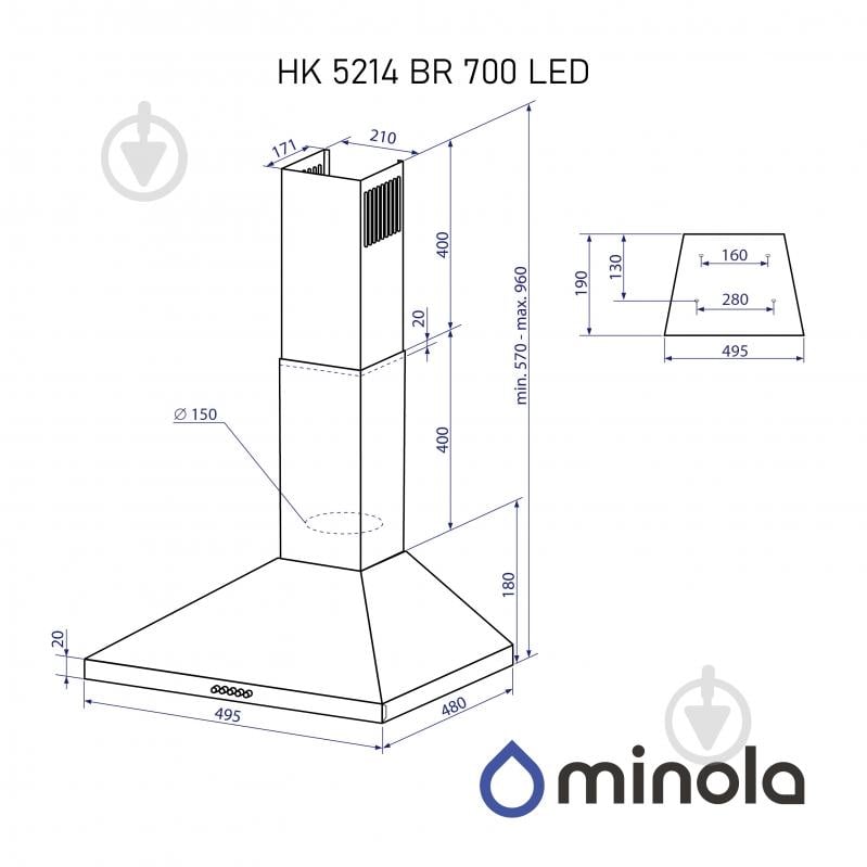 Вытяжка Minola HK 5214 BR 700 LED - фото 13 Вытяжка Minola HK 5214 BR 700 LED - фото 13