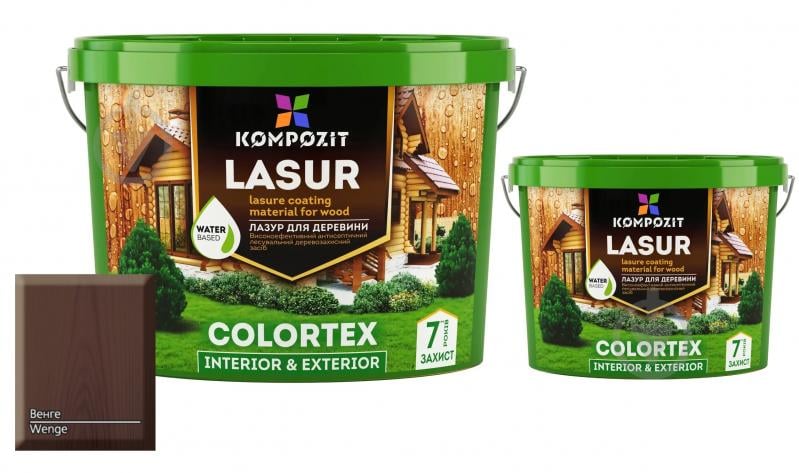 Лазурь Kompozit COLORTEX Венге 10 л + Лазурь Kompozit COLORTEX Венге 2,5 л - фото 1