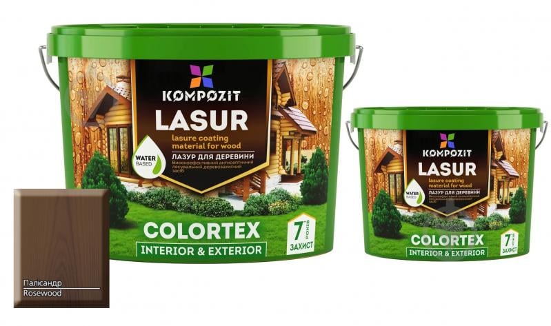 Лазурь Kompozit COLORTEX Полисандр 10 л + Лазурь Kompozit COLORTEX Полисандр 2,5 л - фото 1