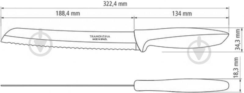 Нож для хлеба Tramontina Plenus черный в блистере 203 мм (23422/108) - фото 4