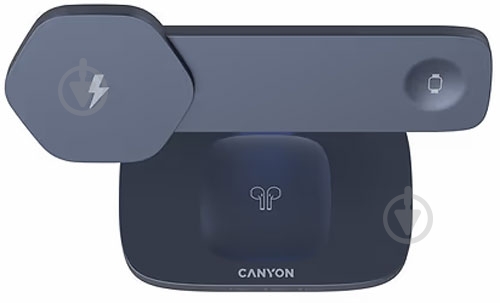 Бездротовий зарядний пристрій Canyon Hexagon WCS-310 QI 3 в 1 Dark Grey Blue (CNS-WCS310DGBL) - фото 4