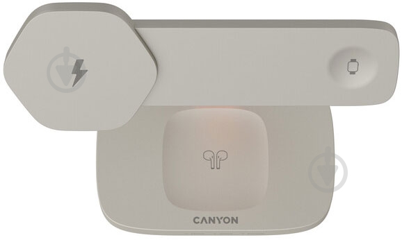 Бездротовий зарядний пристрій Canyon Hexagon WCS-310 QI 3 в 1 Light Grey Orange (CNS-WCS310LGOR) - фото 3